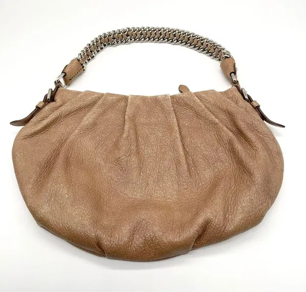Prada Chain Cervo Lux Leather Cammeo Beige Pink Shoulder Handbag - Image 3