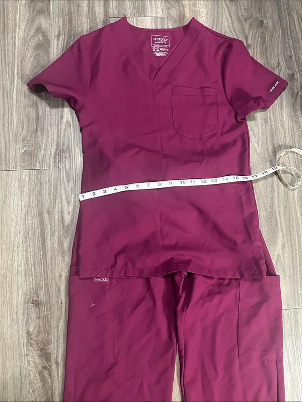 Cherokee Wine Burgundy Medical Scrub Set – Size XXS . - Image 4