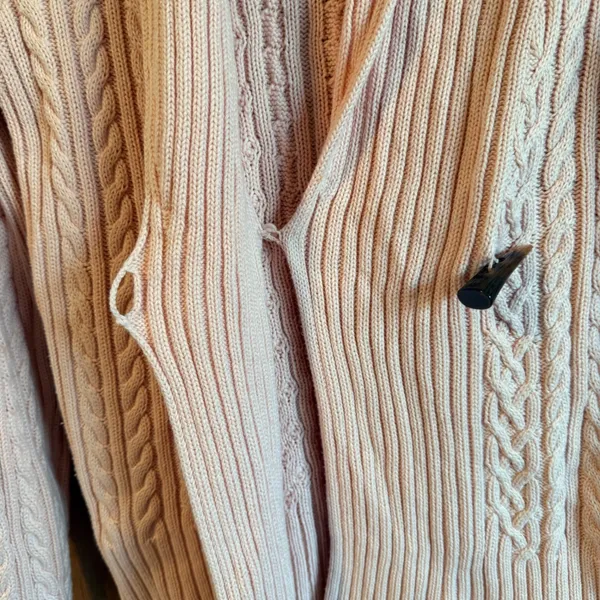Chaps Light Pink Cable Knit Shawl Collar Toggle Cardigan Sweater Size M - Image 4