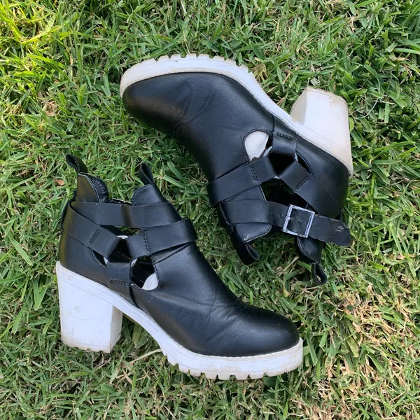Chunky Heel Platform Ankle Boots Black Size 6.5 - Image 5