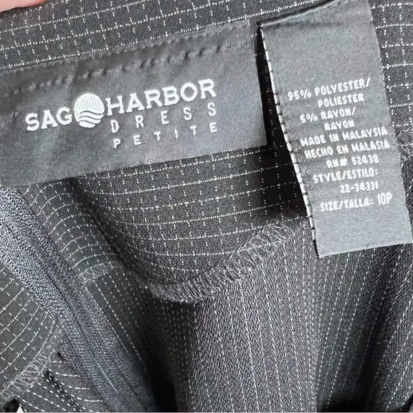 Vintage Sag Harbor black patterned dress maxi dress jacket suit size petite 10P - Image 10