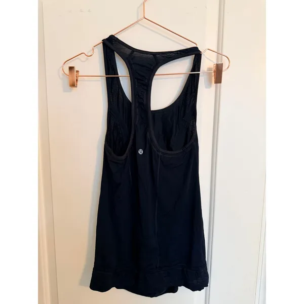 Lululemon No Limits Tank Top Womens 4 Black‎ Racerback Mesh Cinch Hem - Image 3