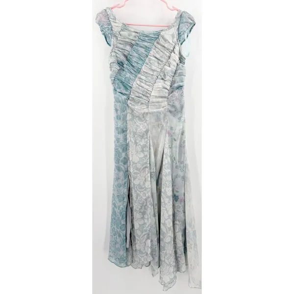 FREE PEOPLE Dress Size 2 Heart to Heart Midi Fairy Ocean Blue Ruched Flowy NWT - Image 4