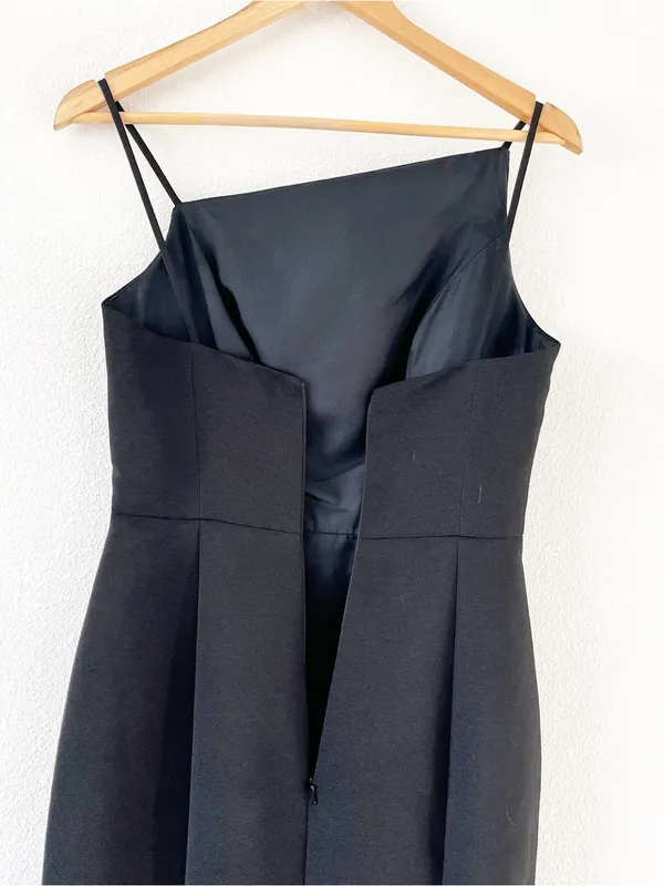 Amsale Lux Classic Black Asymmetrical Trumpet Maxi Gown Dress - Image 8