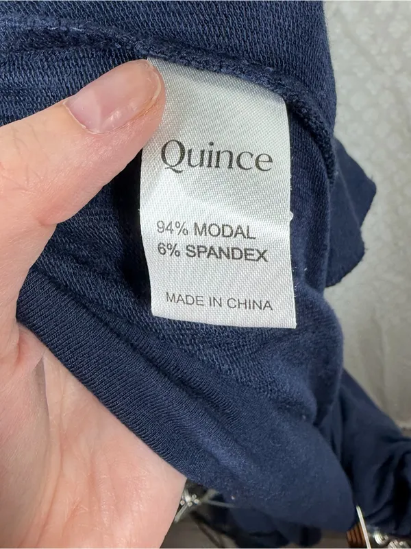 Quince Dark Blue French Terry Modal Wide Leg Pants - Image 7