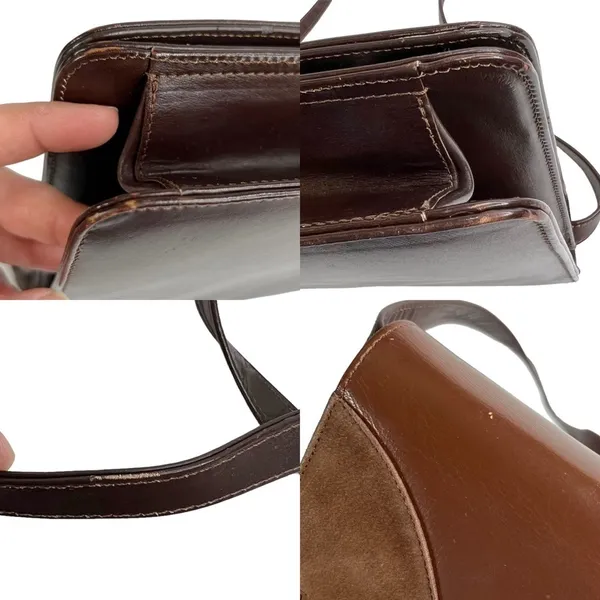 Brown Faux Leather & Suede Patchwork Front Shoulder Purse Bag - Image 8