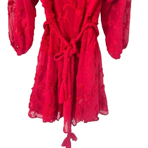 Anthropologie Mare Mare Amal Red Textured Mini Dress NEW - Image 4