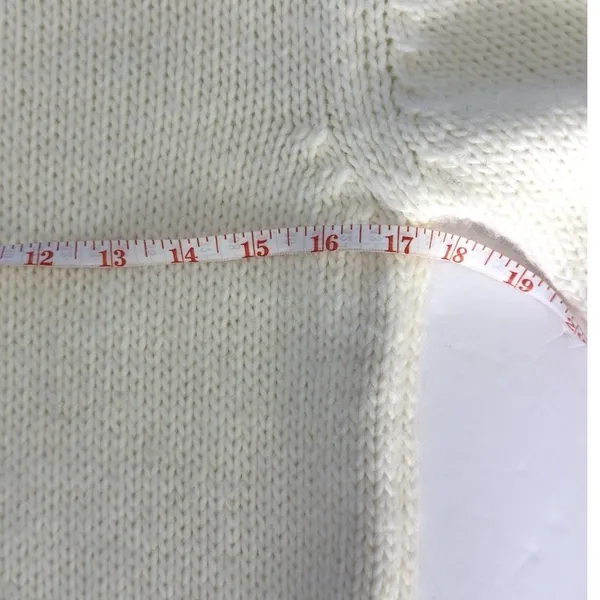 Zara Women Ivory Textured Knit Turtleneck Sweater M Shoulder Buttons Ribbed Hem - Image 8