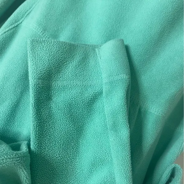 Columbia Size L Lightweight Fleece Jacket Solid Turquoise Long Sleeve Hoodie - Image 7