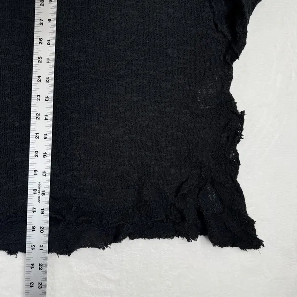 We The Free Free People Black Cotton Cropped Oversized Knit Sweater‎ Large - Image 4