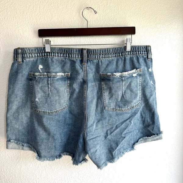 NEW Aerie Womens Shorts Denim Distressed Frayed Hem Casual Size XXL - Image 2
