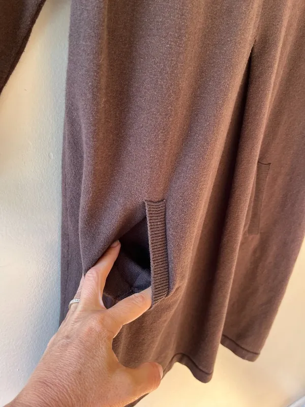 Tyler Boe Sz M Brown Cotton Cashmere Blend Midi Dress Stretch Cowl Neck‎ Pullov - Image 5