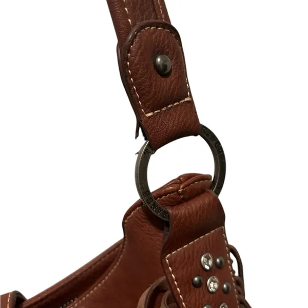 Montana West Trinity Ranch Concealed Carry Fringe Rivets Shoulder Bag Brown - Image 5
