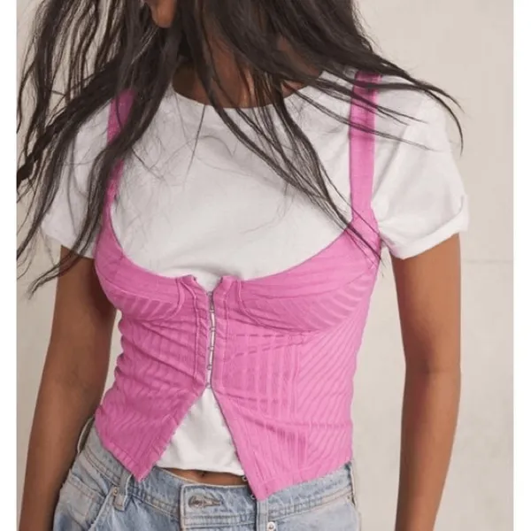 Free People Intimately Serenity Corset Cami Tank Top in Pink Women’s Size Medium - Image 4