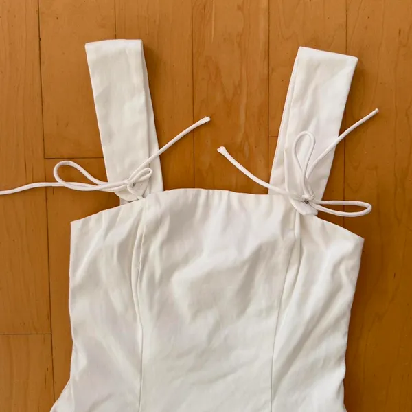 Princess Polly Honey Suckle white mini dress with tie straps and corset back - Image 3