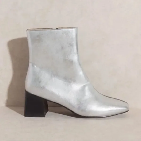 Oasis's Society Color Block Silver Black Anke Boots(Size 8.5) Silver - Image 3