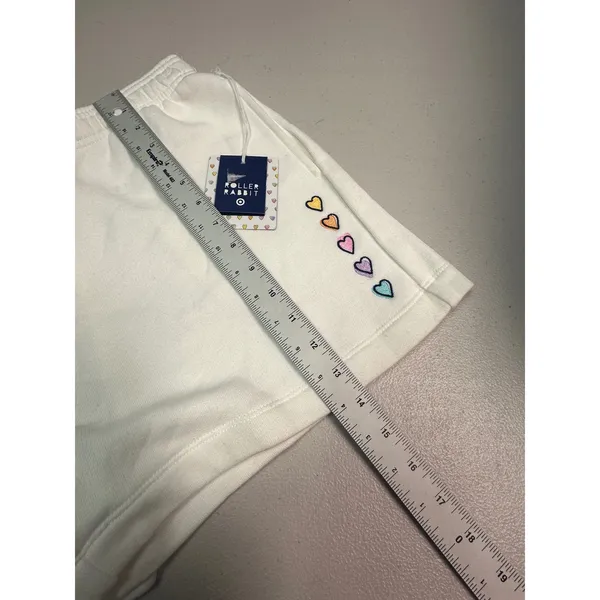 Roller Rabbit Target White Disco Heart Sweatshorts Small NWT - Image 4
