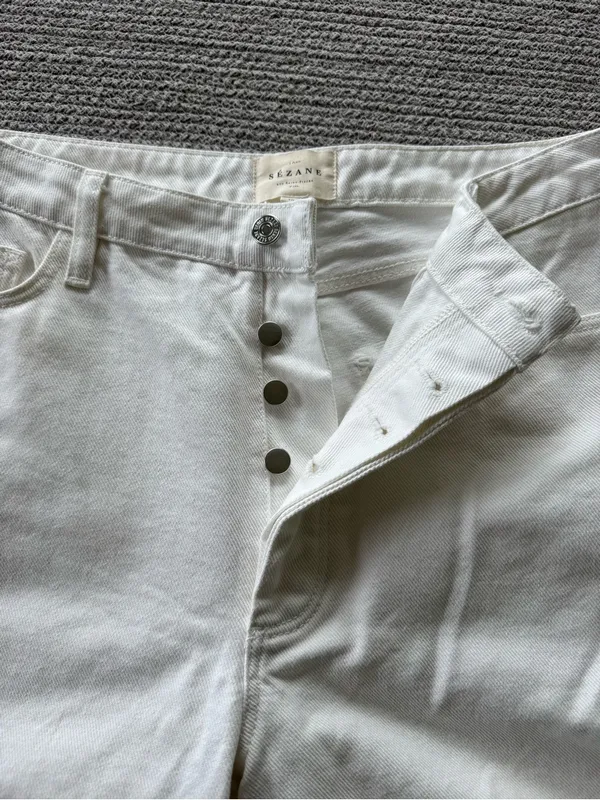 Sezane Wide Leg White Denim Jeans Size 40 or 8 - Image 9