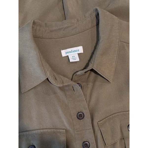 Sundance Womens Jumpsuit Green Wayside Roll Tab Sleeve Waist Tie Utility XS - Image 4
