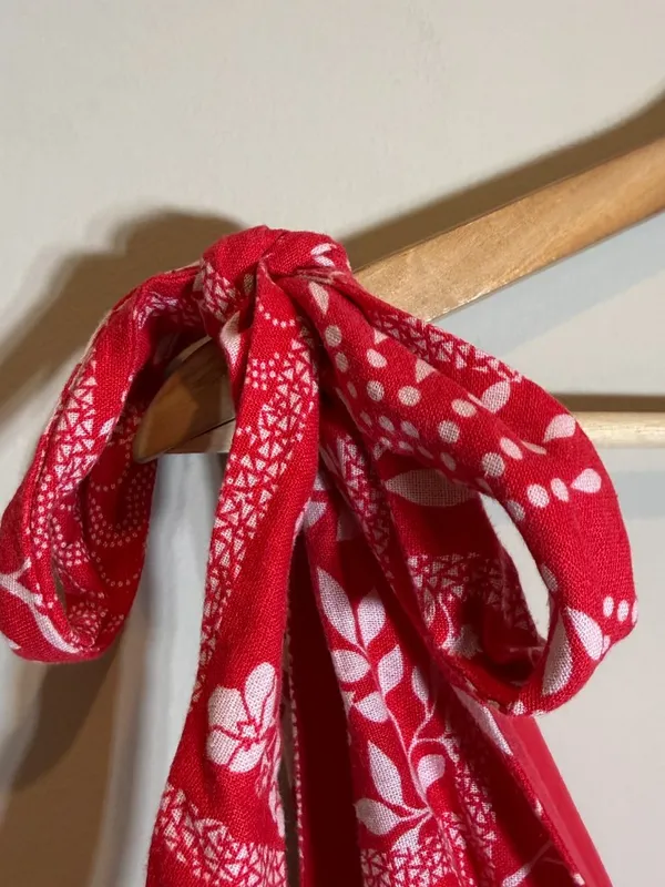 House of Harlow 1960 Linen Bandana Print Mini Dress Women Medium Red Bow Revolve - Image 9