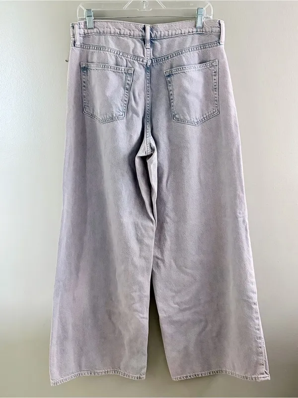 GAP Baggy Mid Rise Ultrasoft Wide Leg Jeans Light Purple Lavender 28 6R - Image 2