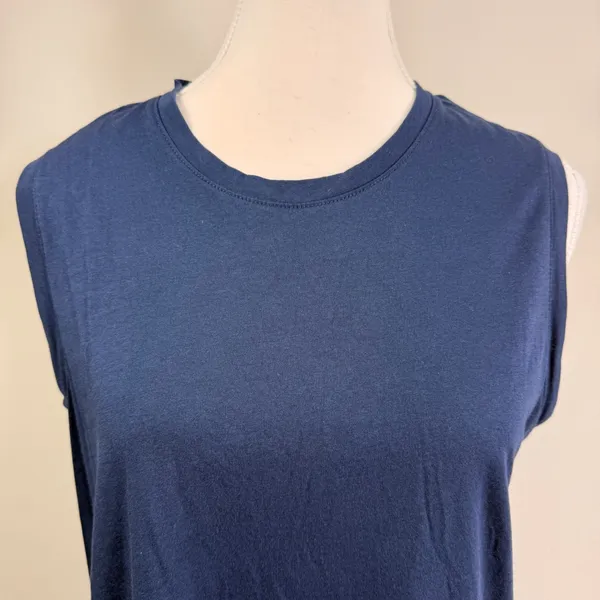 Quince Navy Blue Muscle Tank Top Womens Large Sleeveless Crew Neck Jersey Basic - Image 4