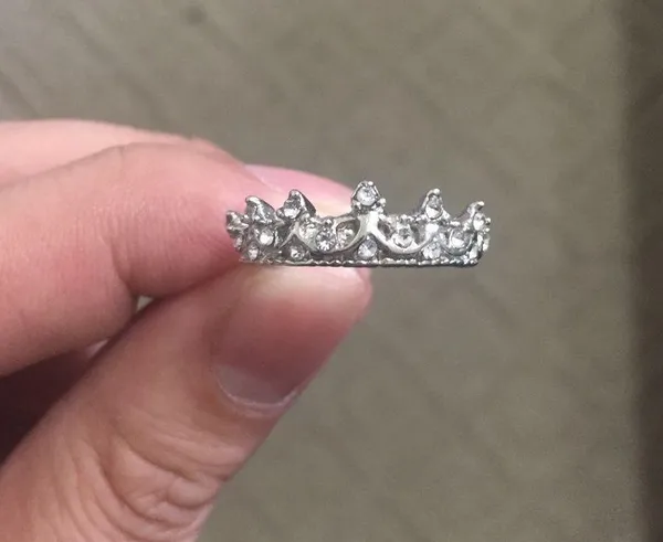 Silver Rhinestone Princess Crown Ring - Image 2