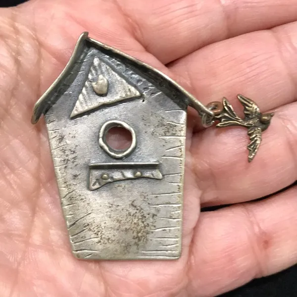 Vintage Klein Birdhouse w/ Bird Brooch - Image 3