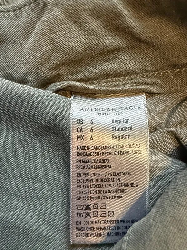 American Eagle Olive Green Super High Rise Baggy Wide Leg Pants‎ Size 6 - Image 8