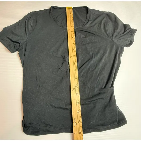 Lululemon Black Short Sleeve Wrap Yoga‎ Top Athletic Workout Shirt - Image 2