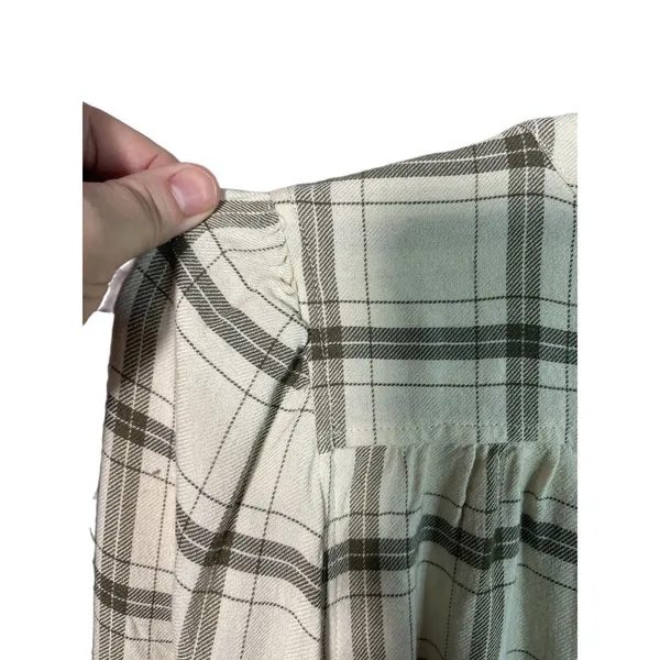 Wilfred Free Puff Sleeve Button Front Window Pane Plaid Top Size Medium - Image 6