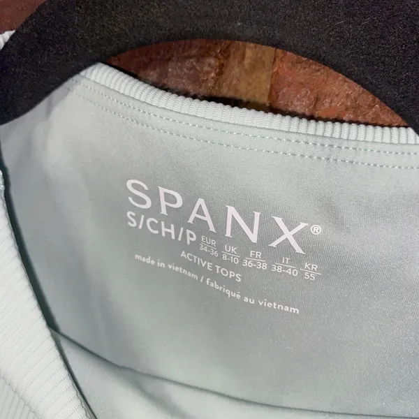 SPANX Blue Contour Rib Mock Neck Crop Top Cropped Tank Women's Size Small - Image 5