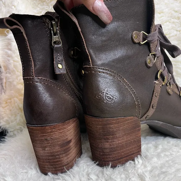 OTBT LEATHER Ankle BOOTS Oregon Heel Hiker Brown - Image 6