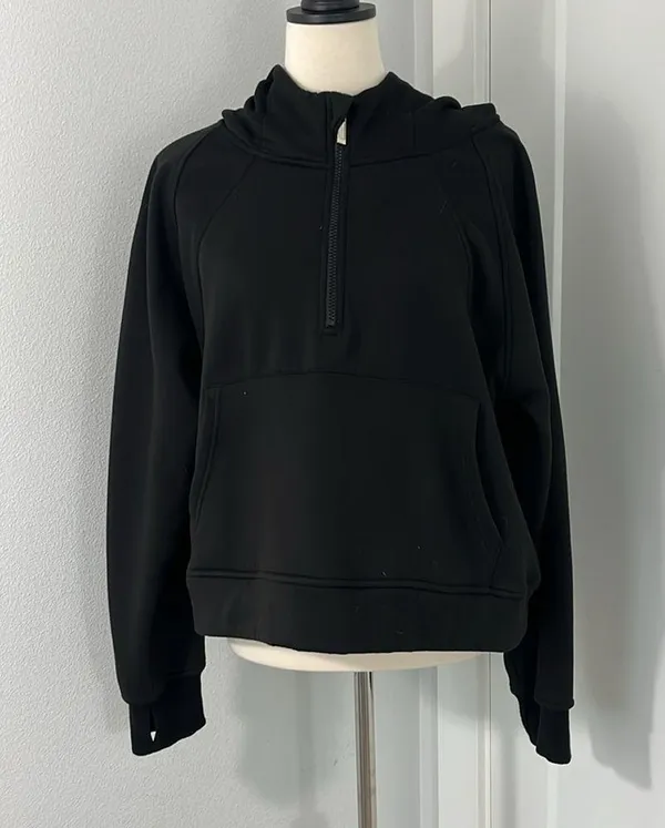 Amazon Laslulu XL Black Oversized Quarter-Zip Hoodie Sweatshirt with Pocket - Image 5