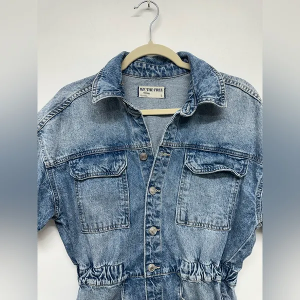 Free People Marci Shortalls Mid Wash Size S - Image 7