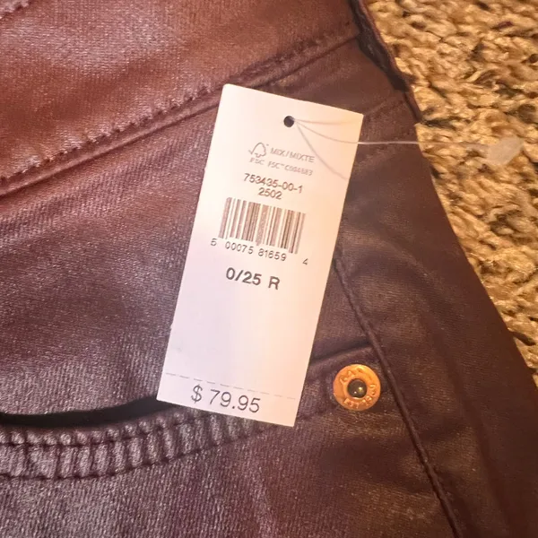 GAP Vintage Slim Mid Rise Coated Jeans Burgundy Red Size 25‎ - Image 3