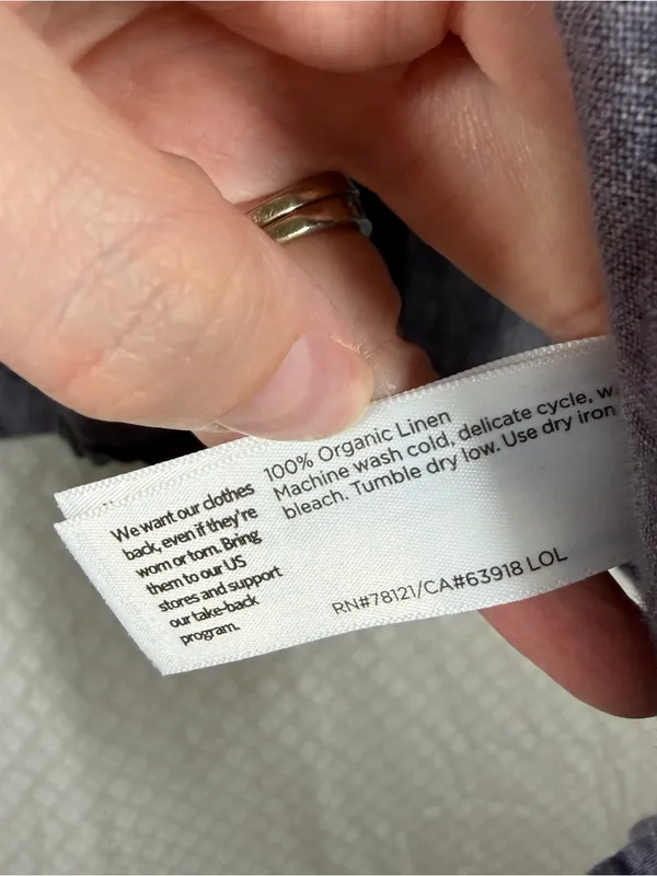Eileen Fisher Blue Organic Linen Short Sleeve Button Down Top - Image 4