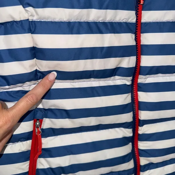 The North Face 700 Down Puffer Vest Womens Large Blue White Striped Good‎ Nuptse - Image 4