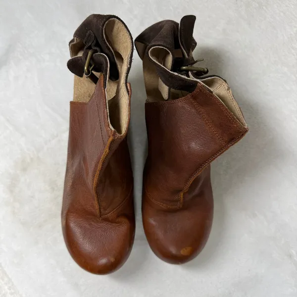 Free People Brown Leather Wooden Platform Clog Booties‎ Made in Spain 40 1012 - Image 5