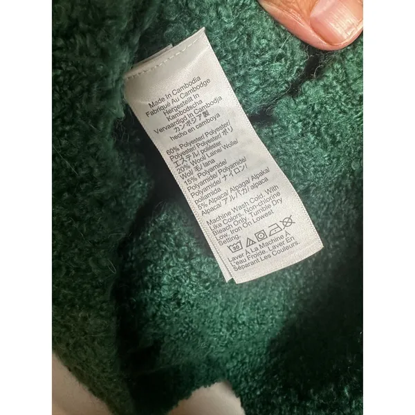 J.Crew‎ Boucle Mockneck Sweater Autumn Pine Green Wool Alpaca Blend BL773 XS - Image 5