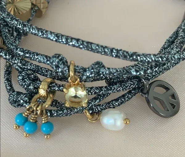 black metallic cord bracelet - Image 5