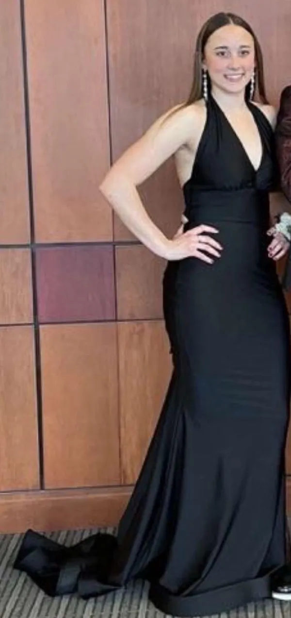 Boutique Prom Evening Dress Black Silk - Image 2