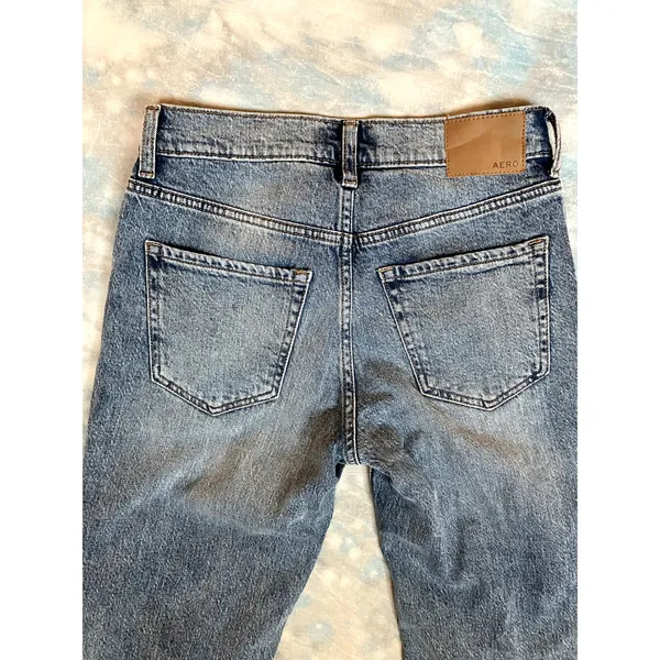 AEROPOSTALE High Rise Flare Jeans Ripped Denim Size 2 S Short - Image 6