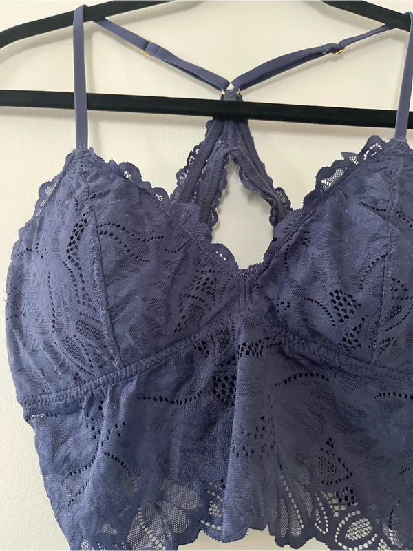 Aerie Navy Blue Lace Bralette Strappy Back Medium Feminine - Image 2
