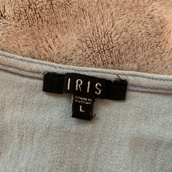 Iris Women Light Wash Denim Look Crop Top Tank Scoop Neck ISET015-T‎ Size Large - Image 4