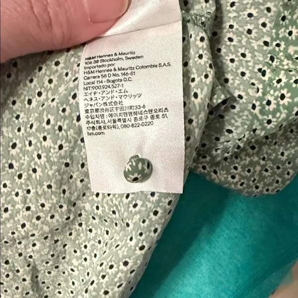 H&M Green Floral 3/4 length Raglan Balloon Sleeve M Cottagecore Prairie Feminine - Image 11