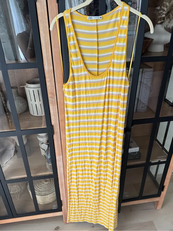 Zara maxi dress ribbed Striped Sleeveless Tank scoop neck knit beach stretchy - Image 9