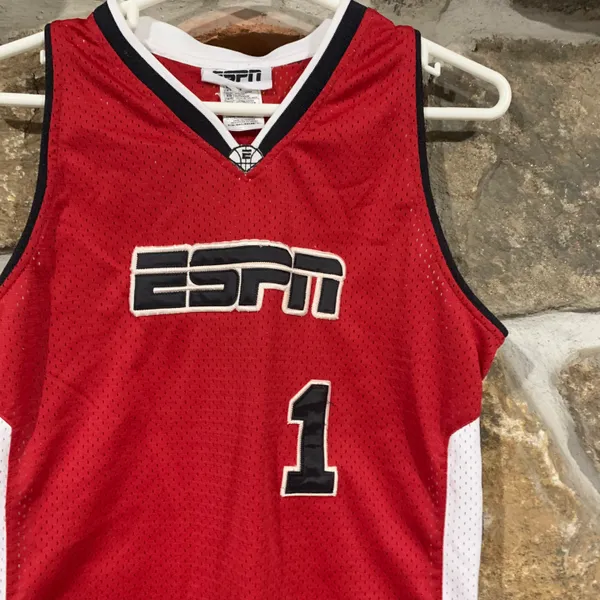 Y2K Early 2000s Red/Black/White ESPN Jersey Tank #1 - Image 2