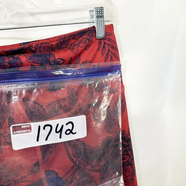 Free People Movement Medium Leggings‎ Red Blue Floral Rose High Rise Boho 1742 - Image 10