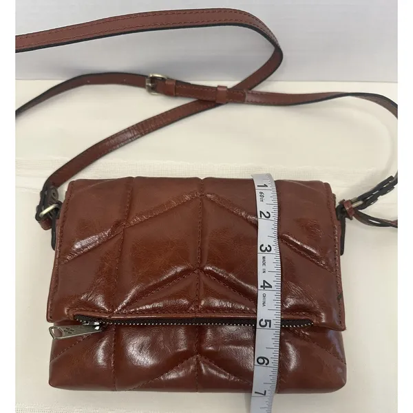 Patricia Nash Corfu Quilted Leather Crossbody Bag Purse Cognac Brown Oil-Waxed - Image 15